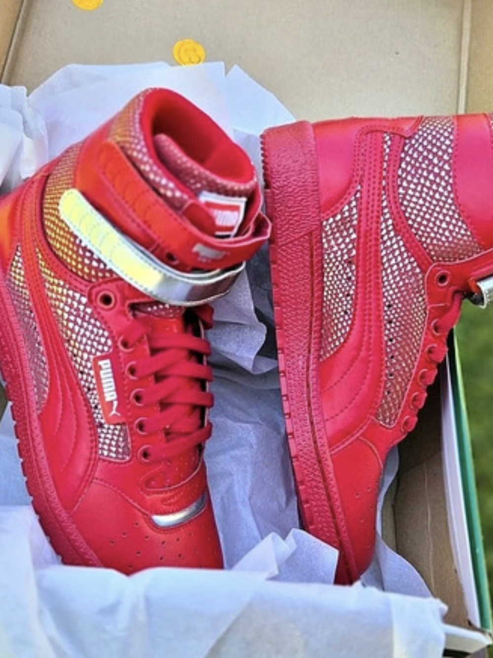Puma Sky II Hi Futur Minimal Red/Silver Sneakers - NIB (Womens 8 / Mens 6.5) - Picture 4 of 6